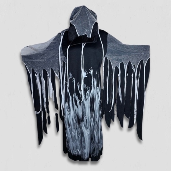 Spirit Ghoul Soul Eater Costume Black Grey White Size S - Picture 2 of 16